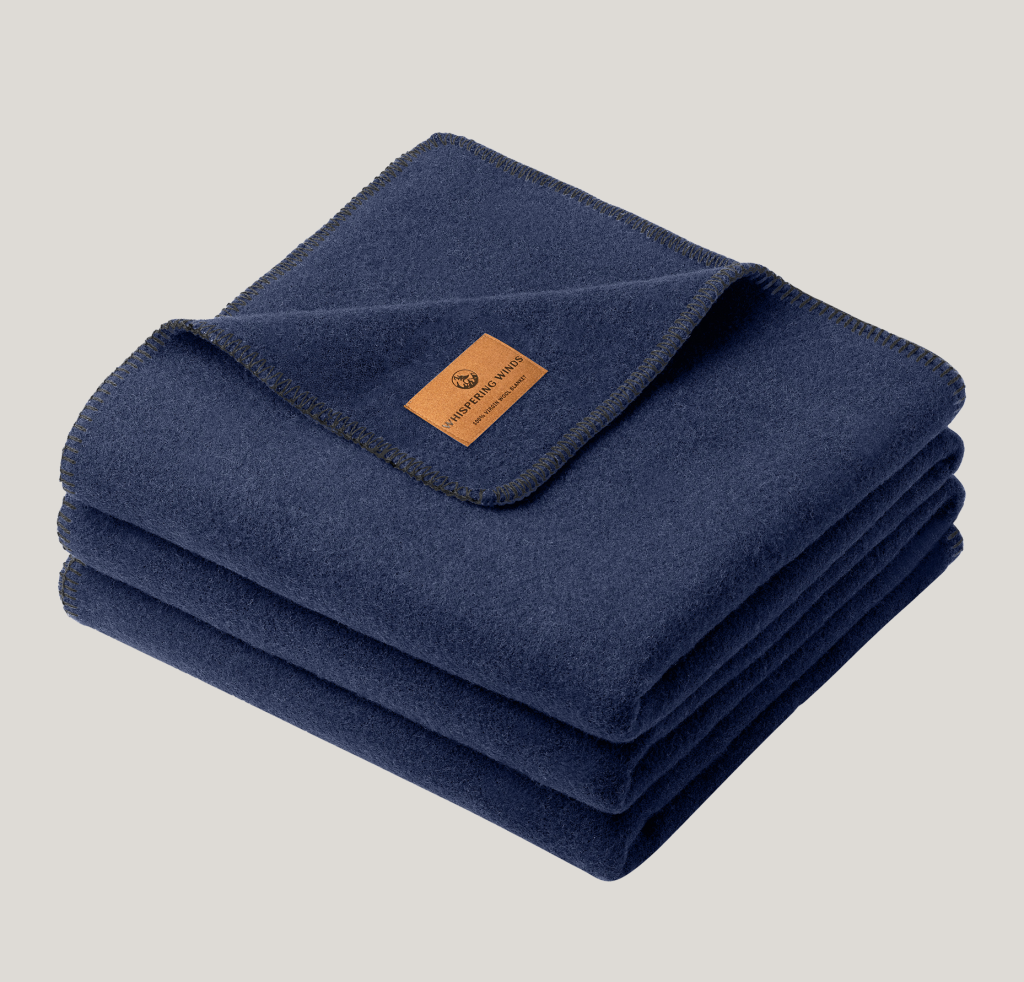 100% VIRGIN WOOL BLANKET – MIDNIGHT NAVY